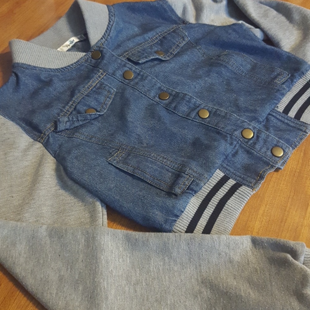 Papaya denim varsity jacket